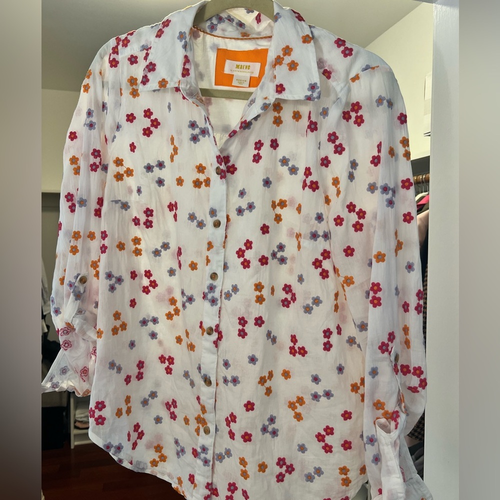 Maeve embroidered button down worn once !